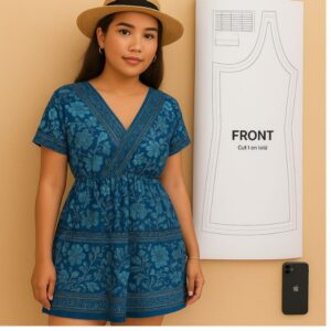Boho Dress Sewing Pattern – A0 Printed (Sizes XS–XXL)