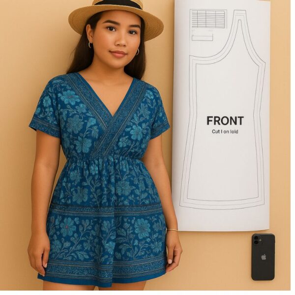 Boho Dress Sewing Pattern – A0 Printed (Sizes XS–XXL)