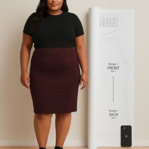 Plus Size Pencil Skirt A0 Printed Sewing Pattern