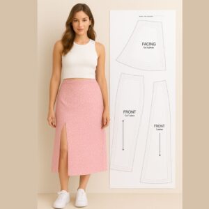 Summer Midi Skirt with Side Slit Sewing Pattern (Sizes XS - L)
