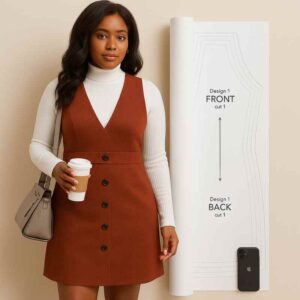 V Neck Pinafore Dress Sewing Pattern - A0 Printed